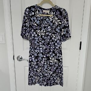 LOFT Black and White Floral Mini Dress